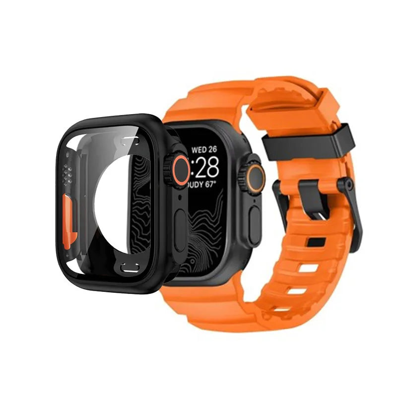 Silicone band+Case Change to Ultra For Apple Watch Ultra 10 9 8 7 6 5 4 SE For Apple Watch 46mm 49mm 45mm 44mm 42mm 41mm 40mm 38mm