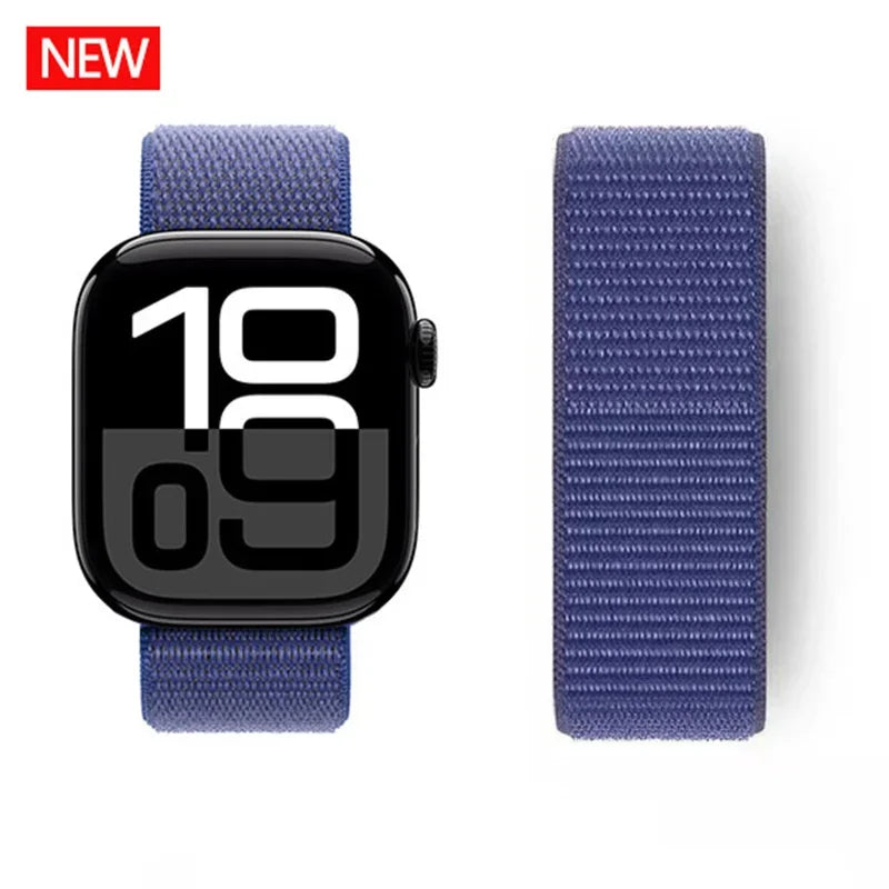 Nylon loop Correa For Apple Watch band 45mm 44mm 46mm 40mm 49mm 41mm 42mm 38mm band Apple Watch Series 6 SE 7 8 9 10 Ultra 2 bands