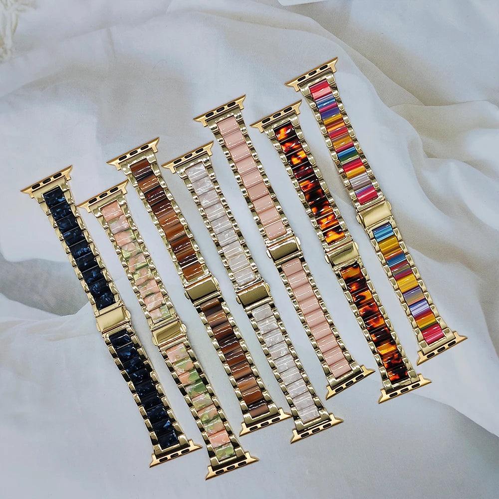 Women Resin band for Apple Watch Ultra 3 2 49mm 11 10 42mm 46mm 9 8 41mm 45mm Luxury band for Apple Watch 6 5 SE 40mm 44mm Band