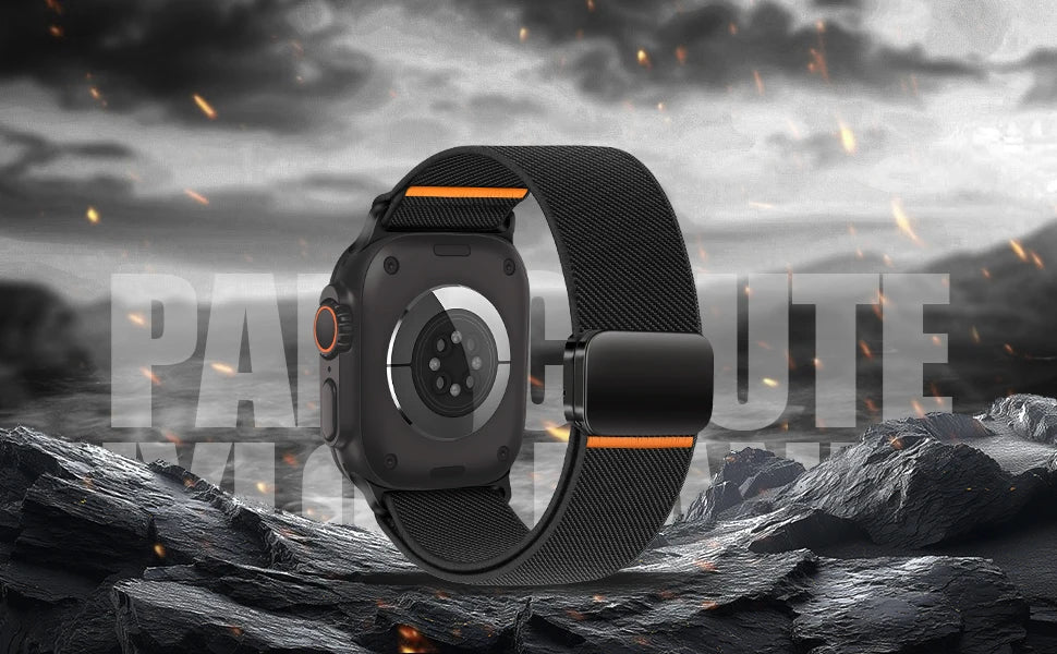 Nylon loop For Apple Watch Ultra 2 3 band 49mm 44mm 46mm 42mm 45mm magnetic band correa Apple Watch Series 10 9 8 7 11 3 SE band