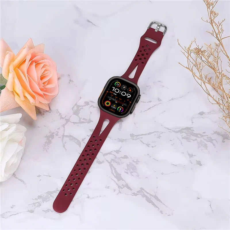 Slim band for Apple Watch band 40mm 44mm 41mm 45mm 49mm S10 42mm Silicone watch band correa band Apple Watch 6 7 8 9 Ultra 2 band