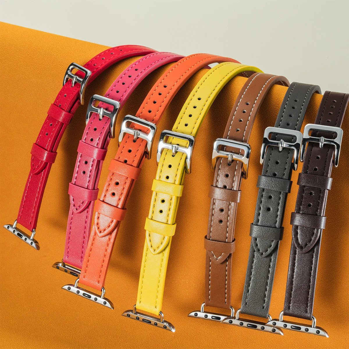 For Apple Watch band 40mm 41mm Double Tour leather band 45mm 44mm Series 9 8 7 6 SE 5 4 for Apple Watch 11 10 42mm 46mm Fashion Correa