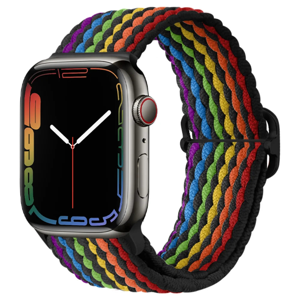 Braided Nylon band For Apple Watch Ultra 49mm 46mm 45mm 44mm 42mm 41mm 40mm Elastic band Apple Watch 11 10 9 8 7 SE 4 5 6 Belt