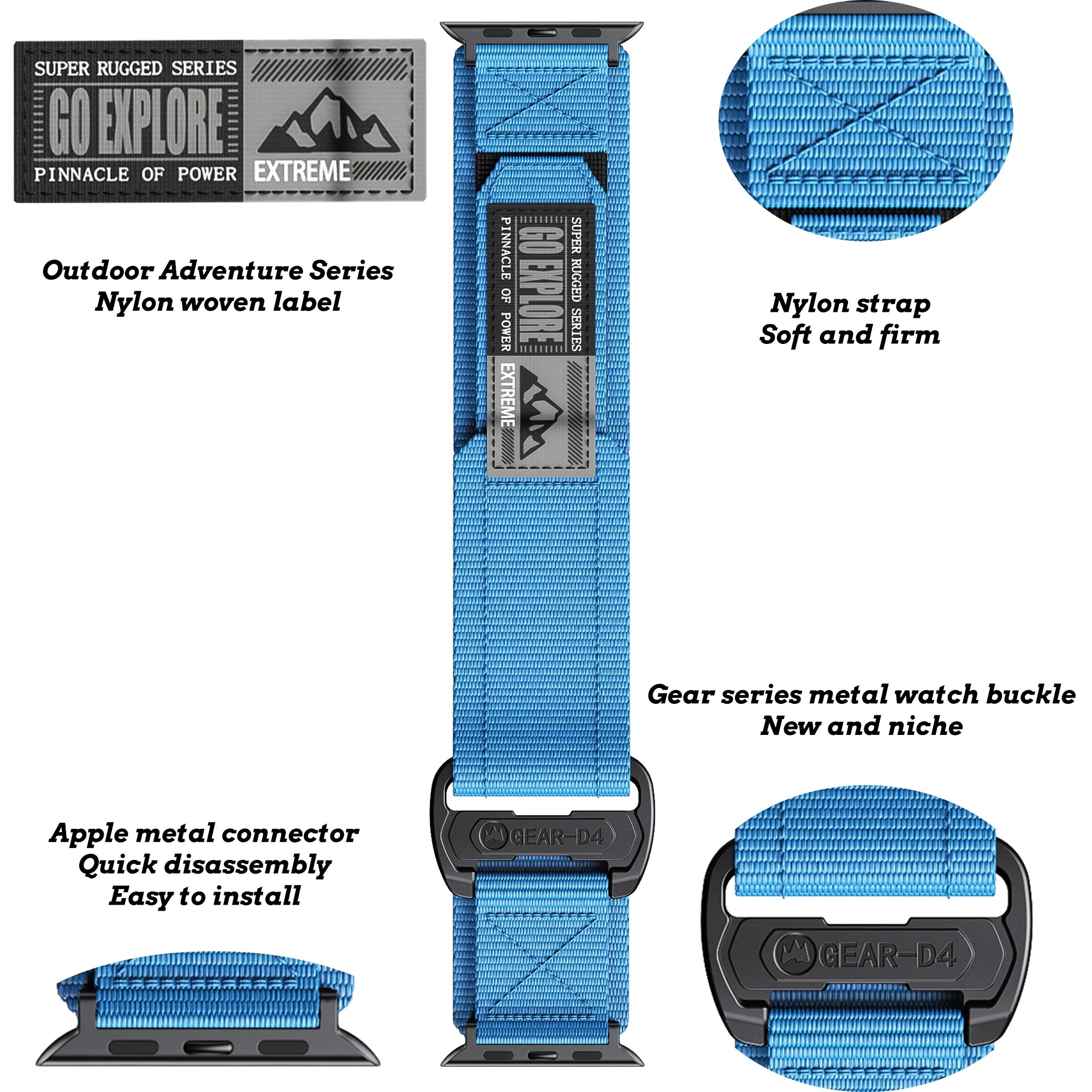 Nylon band Gear Series for Apple Watch band 42mm 44mm 45mm 46mm 49mm Apple Watch7 8 9 SE 10 Watch band Replacement band Watch 10