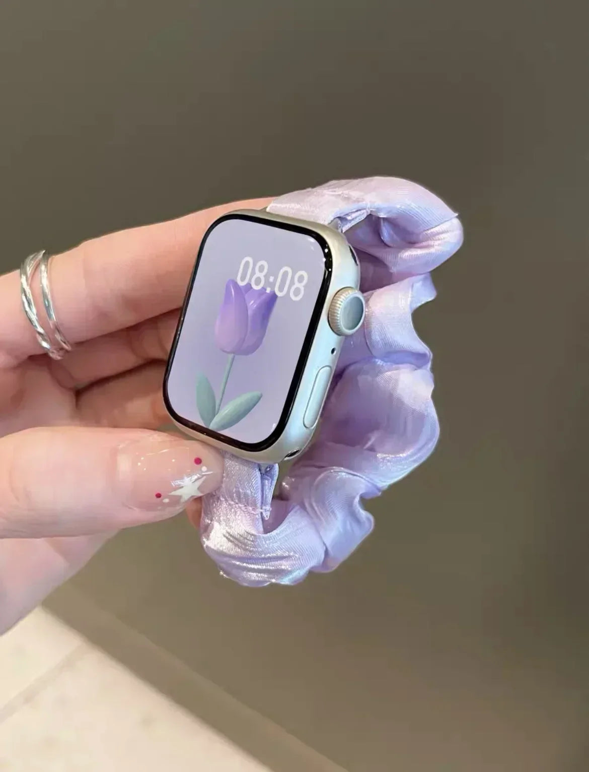 Compatible for Apple Watch band Scrunchie 38mm 40mm 41mm 42mm 44mm 45mm Cute Elastic Solo Loop band Women band