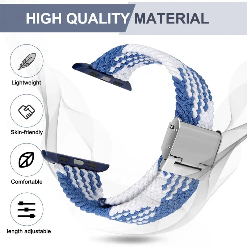 Braided Solo Loop For Apple Watch Ultra band 49mm 45mm 40mm 41mm 44mm Nylon Elastic band Apple Watch Series 10 9 8 SE 6 7 5 4 band
