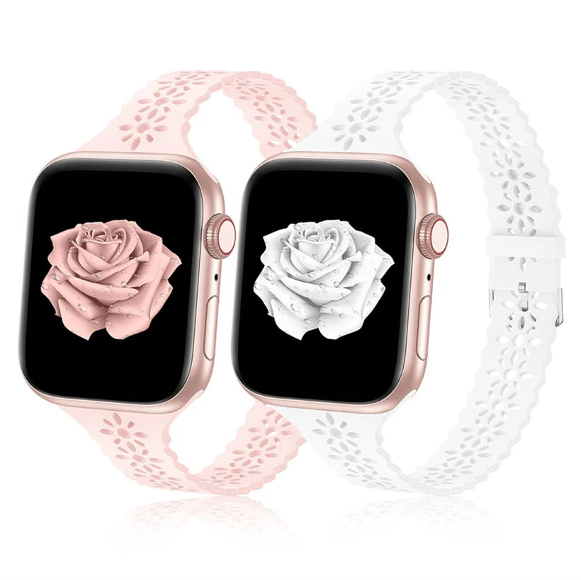 Slim Lace band for Apple Watch band 40mm 44mm 41mm 45mm 38mm 42mm 49mm 45mm Silicone band Apple Watch Series 8 SE 7 6 5 3 Ultra