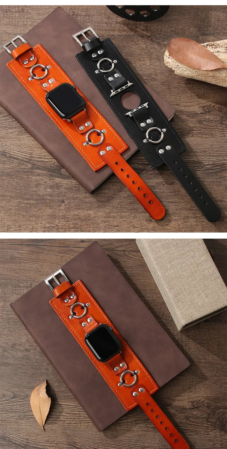 Genuine leather band for Apple Watch band loop 44mm 45mm watch band for Apple Watch Ultra 49mm 45mm 41mm 8 7 6 5 4 band accessories
