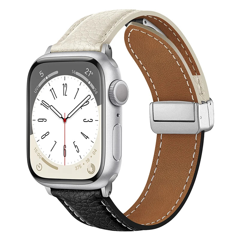 Leather Magnetic Buckle band for Apple Watch 8 7 45mm 41mm Ultra 49mm PU Leather band for Apple Watch Series 6 5 4 3 44mm 42mm 40mm