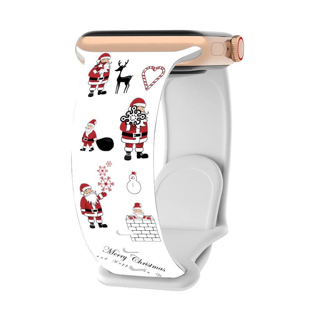Silicone Christmas band for Apple Watch band 46mm 41mm 42mm 44mm 45mm 49mm Sport band for Apple Watch 11 10 9 8 7 6 5 SE Ultra 3