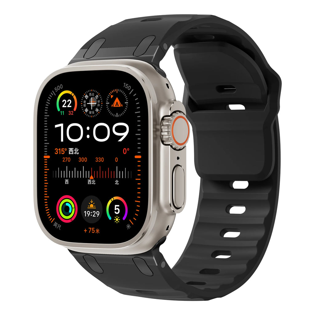 Sport Silicone band for Apple Watch Ultra 2 band 49mm Stainless Steel correa band Apple Watch Series 9 8 7 SE 10 45mm 44mm 46mm