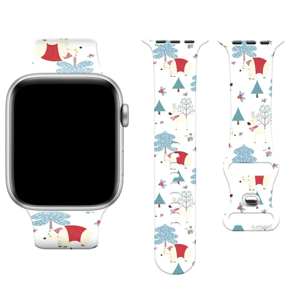 Christmas band for Apple Watch band 40mm 41mm 42mm 44mm 45mm 49mm 46mm Silicone Sport band Apple Watch Ultra 10 9 8 7 6 5 4 3 SE