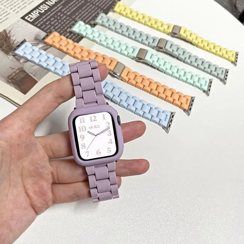 Watch band+Case+glass For Apple Watch band 44mm 40mm 38mm 42mm Candy band Apple Watch Ultra 2 49mm serie 9 8 7 6 5 4 3 SE 41mm 45mm