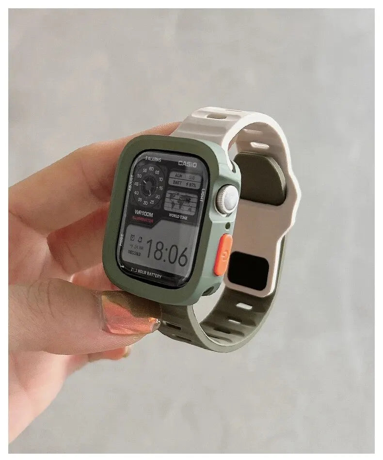 Candy Silicone Case+ band For Apple Watch Series 9 45mm band 8 7 42mm 41mm SE 6 5 4 3 2 1 44mm 40mm 38mm Apple Watch Ultra 2 49mm