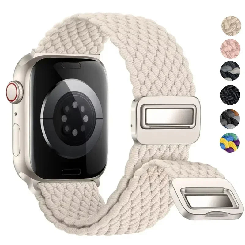 Magnetic band For Apple Watch band 44mm 40mm 45mm 46mm 49mm 41mm Nylon Braided band Apple Watch Series SE 5 4 7 6 8 9 10 Ultra 2