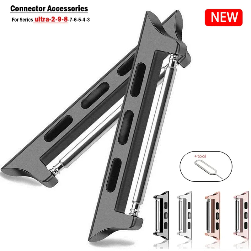 2PCS Connector For Apple Watch band Series 9 8 7 6 5 4 3 SE 44mm 40mm 42mm 41mm 45mm Stainless Steel Adapter Apple Watch Ultra 2 49mm