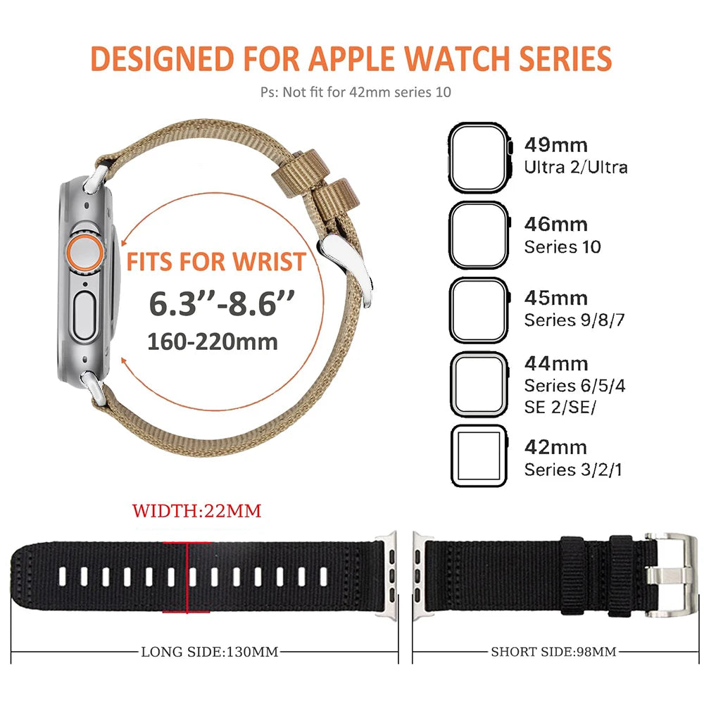 Sport Nylon band for Apple Watch Ultra 3 Ultra 2 49mm 10 46mm 9 8 7 45mm Nylon Wristband Apple Watch Series 6 5 4 SE2 44mm band