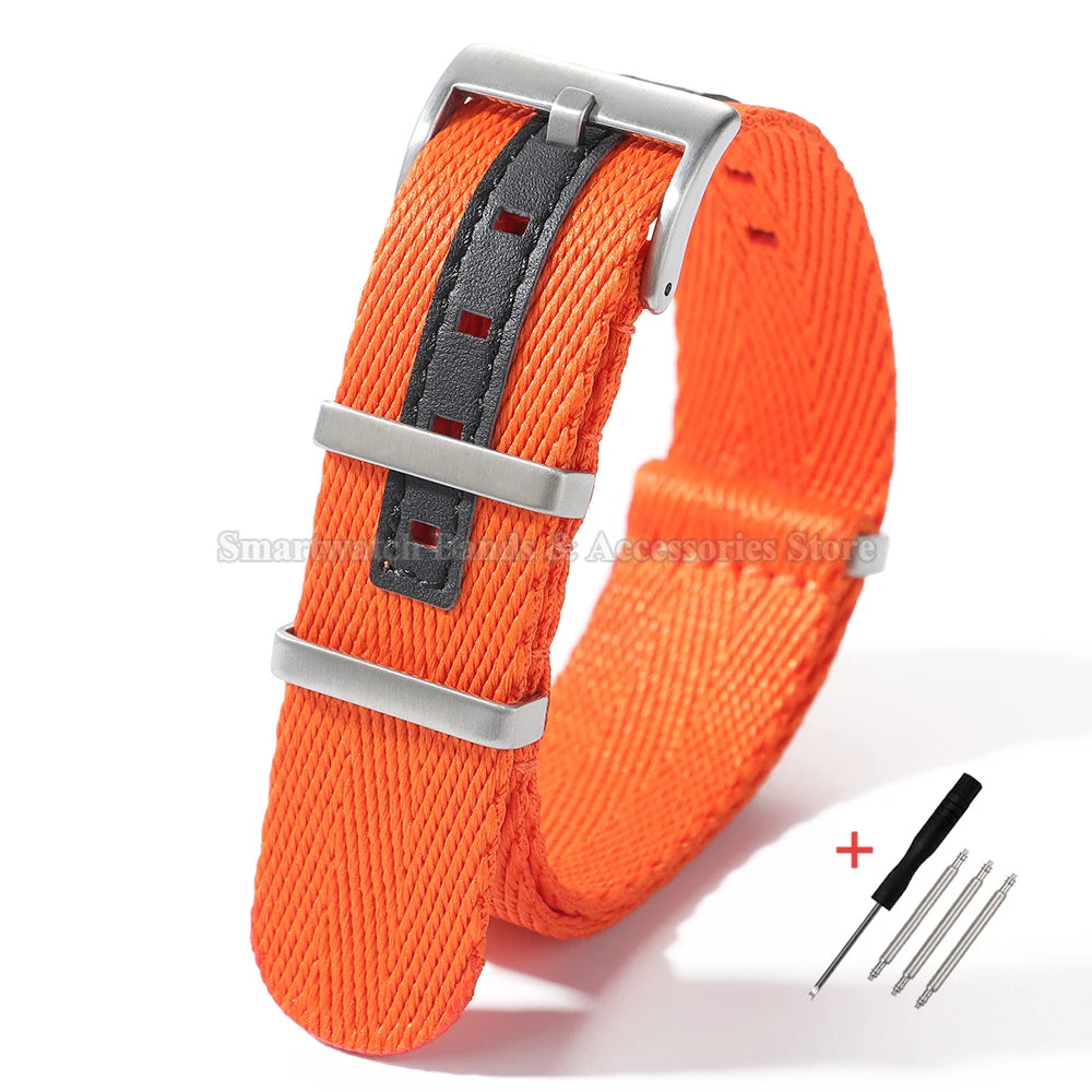 20 22mm Nylon Watch Strap for Seiko for Huawei for Samsung Universal Watch Band Pin Buckle Military Bracelet Ribbed Fabric Strap