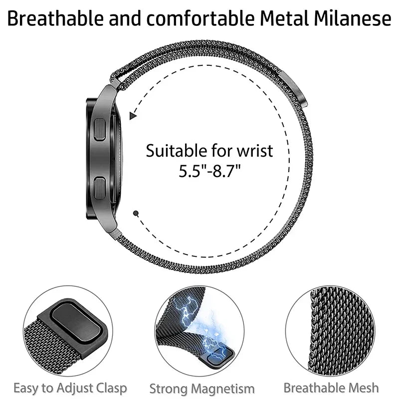 22mm 20mm band for Samsung Galaxy Watch 5-pro-6-4-Classic Milanese loop Metal magnetic starlight bracelet Huawei GT 4-3-2e strap