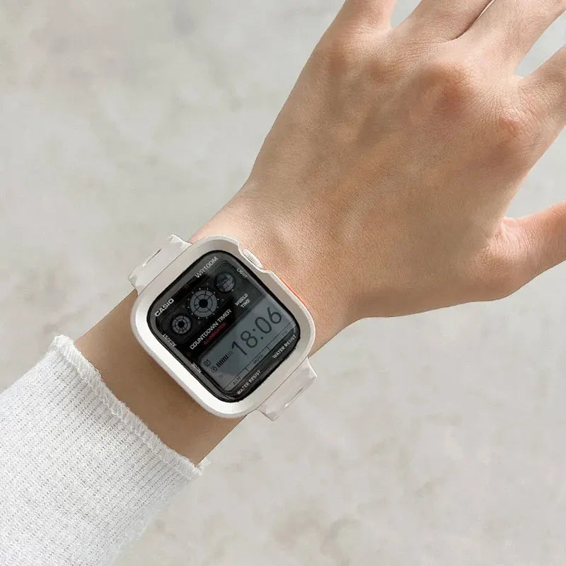 Candy Silicone Case+ band For Apple Watch Series 9 45mm band 8 7 42mm 41mm SE 6 5 4 3 2 1 44mm 40mm 38mm Apple Watch Ultra 2 49mm