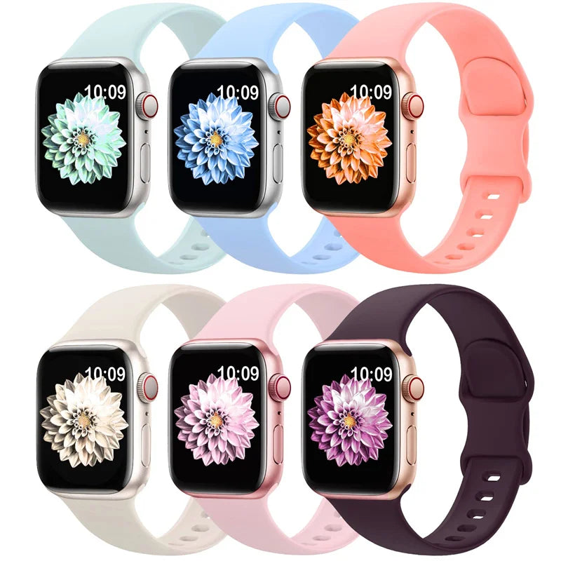 Silicone band For Apple Watch band 40mm 44mm 49mm 45mm 41mm 38mm 42mm 44mm correa band Apple Watch Series 9 8 7 6 3 SE Ultra 2