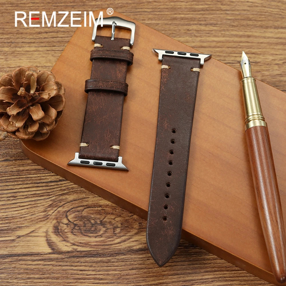 Cowhide band 49mm 46mm 45mm 44mm 42mm 41mm 40mm 38mm for Apple Watch Leather watch band for Apple Watch Series 1 10 Ultra SE 2 Watch Accesso