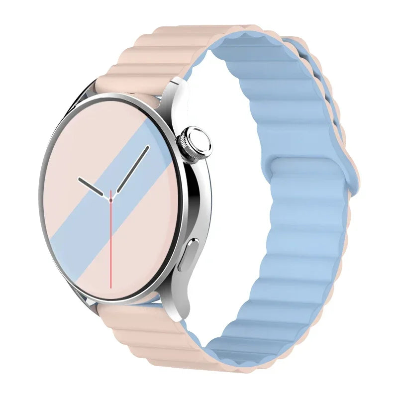 silicone strap For Samsung Galaxy watch 7/6/5/4/5pro/6-4 Classic/FE 20mm 22mm band Magnetic Loop bracelet huawei GT 4-3-pro-2e
