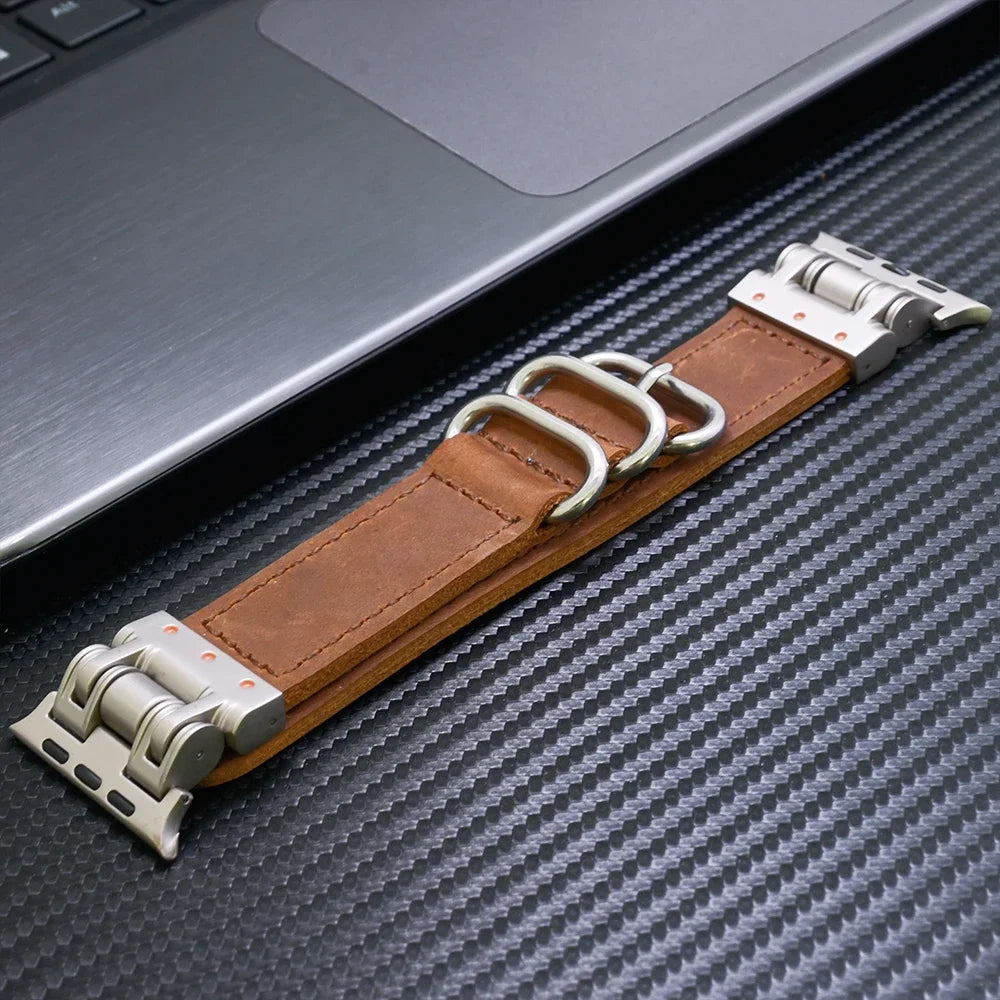 Genuine Leather band for Apple Watch Ultra 2 49mm Series 9 8 7 45mm Loop band for Apple Watch 6 5 4 SE 3 44mm 42mm Ultra 49mm band