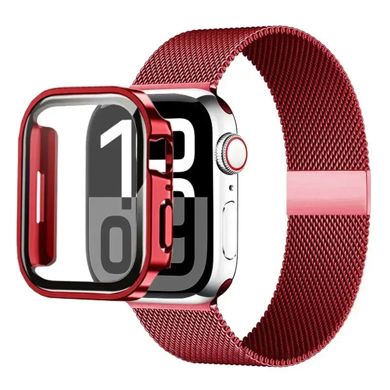 Milanese Loop band For Apple Watch Ultra 49mm band 44mm 40mm 41mm 45mm Gold Silver Leopard band +Case Apple Watch 9 8 7 6 5 4 3 SE