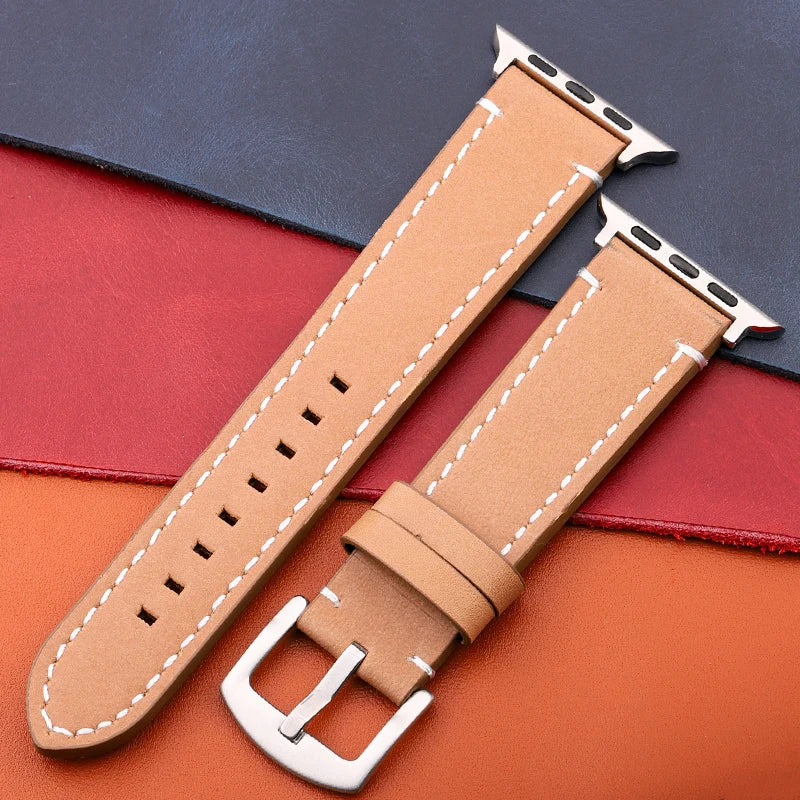 Genuine Leather band For Apple Watch band Serie 7 6 5 4 SE band 44mm 45mm 40mm 41mm 42mm 49mm Women Men Apple Watch Watchband
