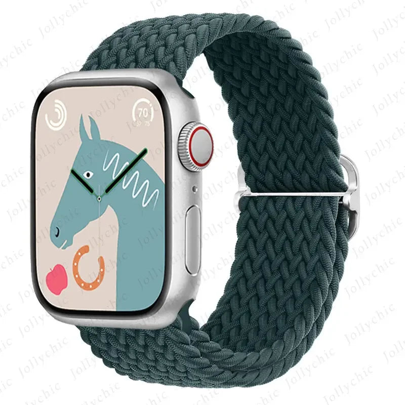 Braided Solo Loop band For Apple Watch Ultra 2 band 49mm 44mm 40mm 45mm 41mm 42mm 38mm band Apple Watch Series 9 8 7 6 SE 3