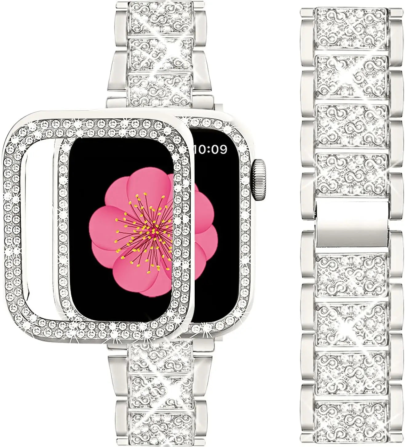 Bling band+Case for Apple Watch band 40mm 44mm 41mm 45mm 42mm 46mm Women Jewelry Diamond metal band Apple Watch SE 6 7 8 9 10