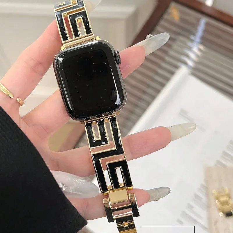 Luxury metal band for Apple Watch S10 46mm 42mm Ultra 2 49mm 9 8 7 45mm 41mm Women band for Apple Watch SE 6 5 4 40mm 44mm 38mm
