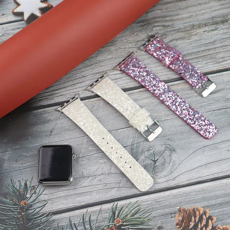 Leather band for Apple Watch band Ultra 49mm 38mm 40mm Women 42mm 44mm 41mm 45mm Glitter band i Watch Series 7 8 6 5 4 3 2