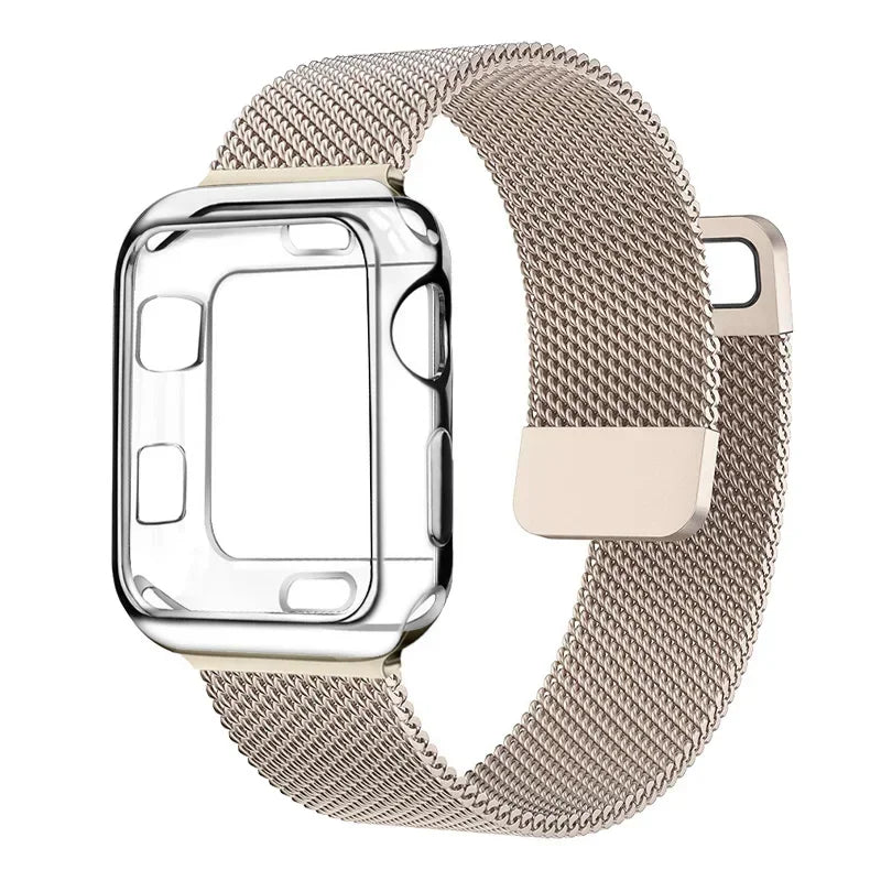 Milanese Case+band for Apple Watch band 10 9 8 7 6 SE 5 46mm 49mm 41mm 40mm 44mm 42mm watch band For Apple Watch Series 9 Correa 45mm