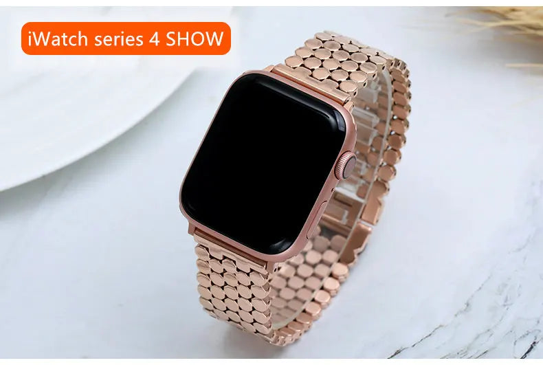 Stainless steel band for Apple Watch band 45mm 44mm 40mm 49mm 41mm Fish scale metal Link band Apple Watch Series 9 8 SE Ultra 2