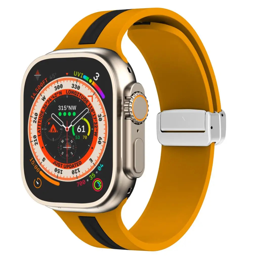 Magnetic buckle band For Apple Watch Ultra 2 band 49mm 44mm 40mm 45mm 41mm 38mm Silicone band Apple Watch Series 7 3 6 5 SE 8 9