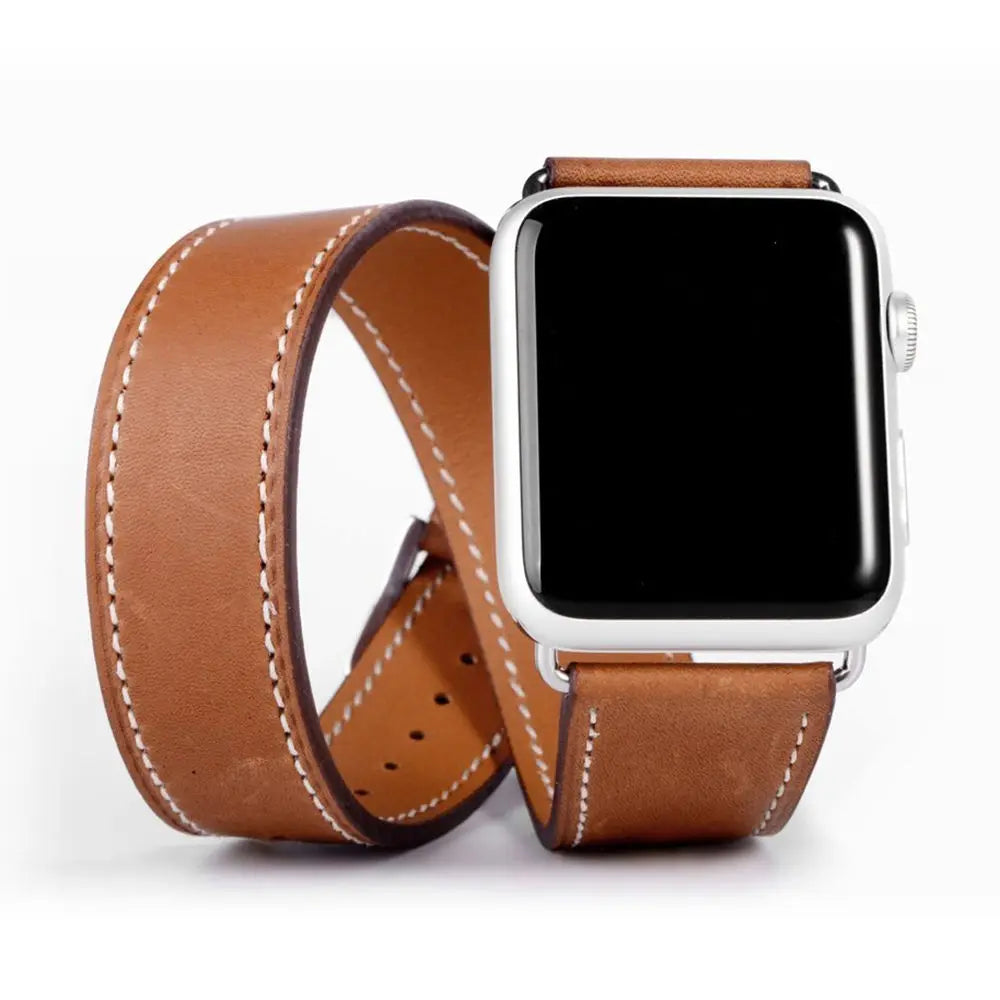 Double Tour band for Apple Watch band 45mm 41mm 44mm 40mm 42mm 38mm 49mm Leather band Apple Watch Series 5 3 SE 6 7 8 9 Ultra 2