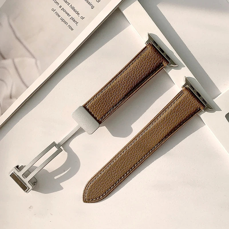 Leather Magnetic Buckle band for Apple Watch 8 7 45mm 41mm Ultra 49mm PU Leather band for Apple Watch Series 6 5 4 3 44mm 42mm 40mm