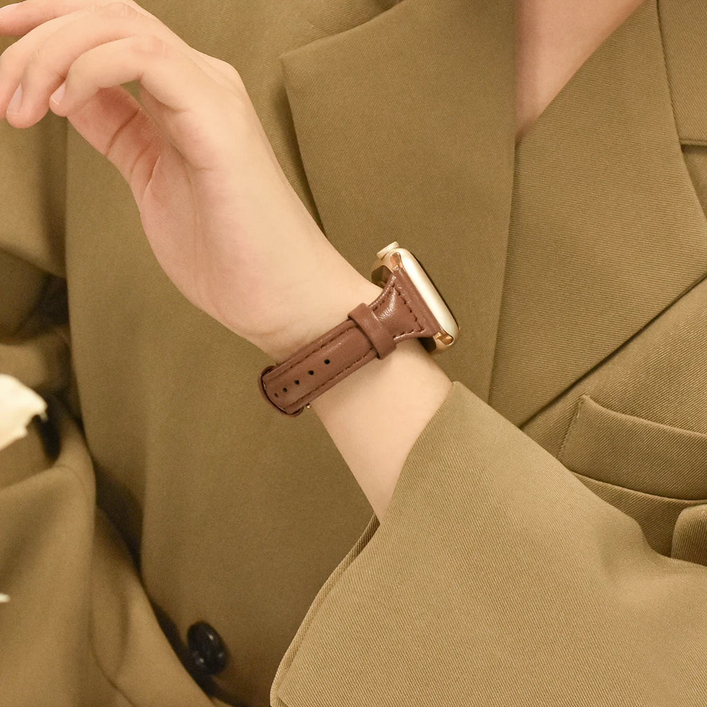 Slim Leather band For Apple Watch Series 10 11 42mm 46mm 9 8 7 41mm 45mm band 42mm Ultra 49mm band Apple Watch SE 6 5 4 3 40mm 44mm