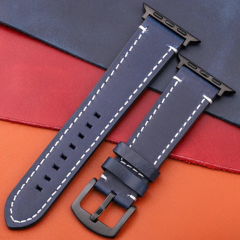Genuine Leather band For Apple Watch band Serie 7 6 5 4 SE band 44mm 45mm 40mm 41mm 42mm 49mm Women Men Apple Watch Watchband