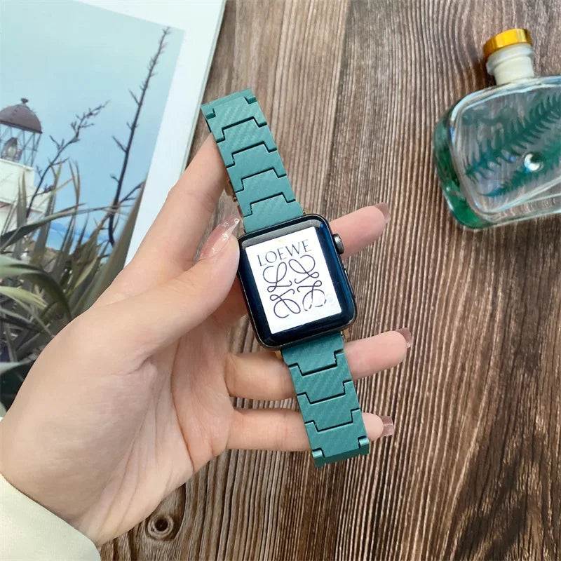 Carbon fiber band for Apple Watch band Ultra 2 49mm band 45mm 44mm 40mm 41mm PC watch band link band Series 9 8 7 6 5 4 SE