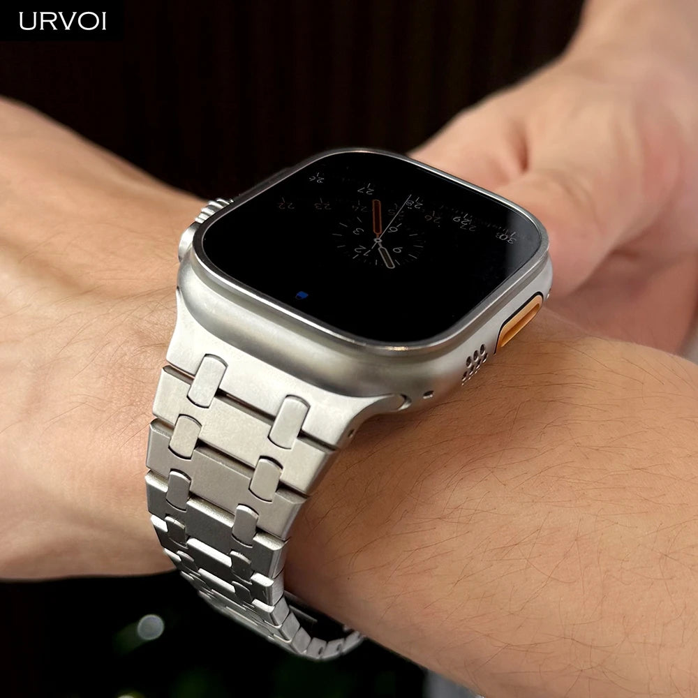 URVOI band for Apple Watch Ultra 3 2 Series 11 10 9 8 7 SE3 316L AP Stainless steel band for Apple Watch wristband butterfly buckle