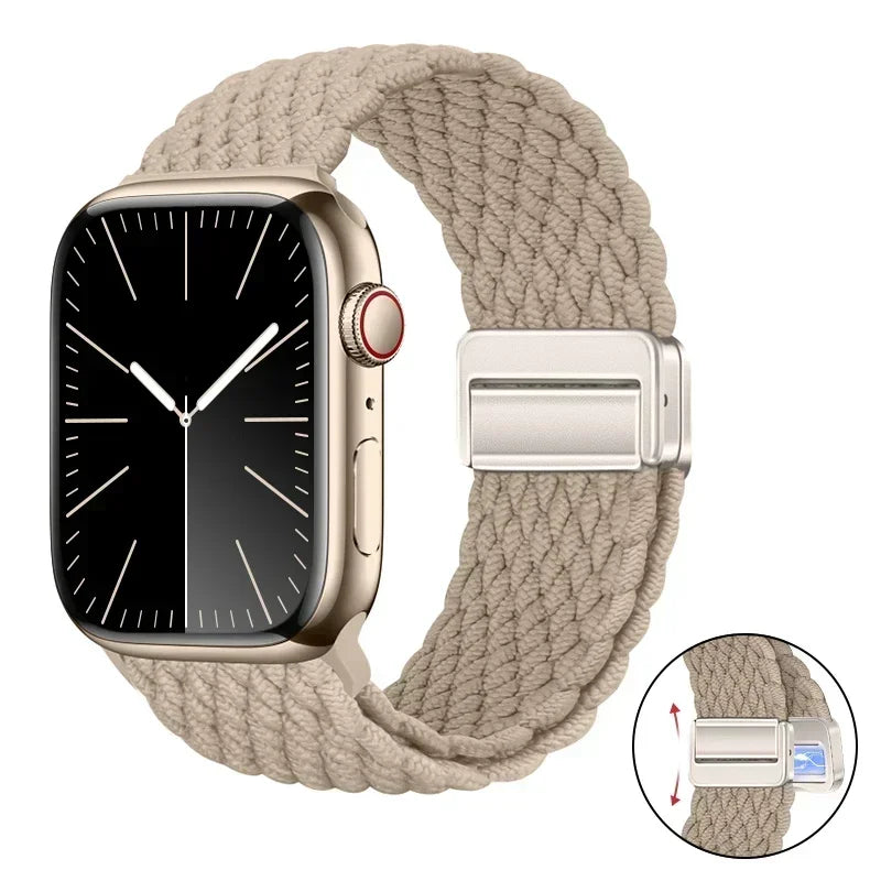 Magnetic Braided band For Apple Watch band 46mm 42mm 45mm 41mm 44mm 40mm Ultra 2 49mm Nylon band Apple Watch 10 9 8 7 6 5 4 SE