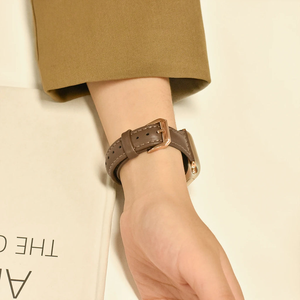 Slim Leather band For Apple Watch Series 10 11 42mm 46mm 9 8 7 41mm 45mm band 42mm Ultra 49mm band Apple Watch SE 6 5 4 3 40mm 44mm