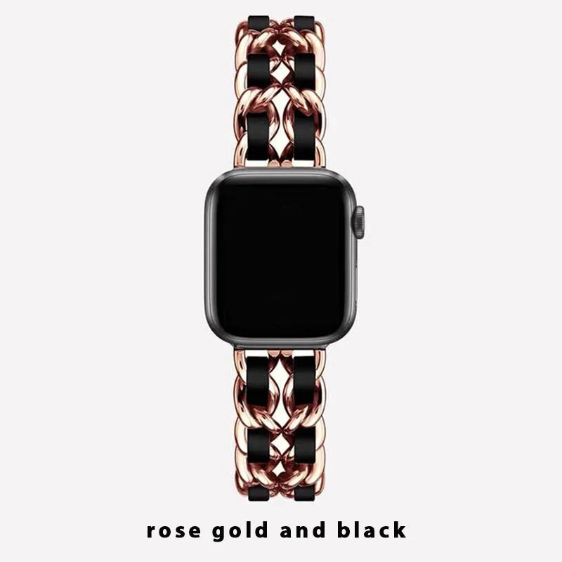 Women metal band for Apple Watch band 10 9 8 Ultra 46mm 42mm 49mm 7 SE 6 5 41mm 45mm 44mm 40mm Lady Gold Steel band Wristband