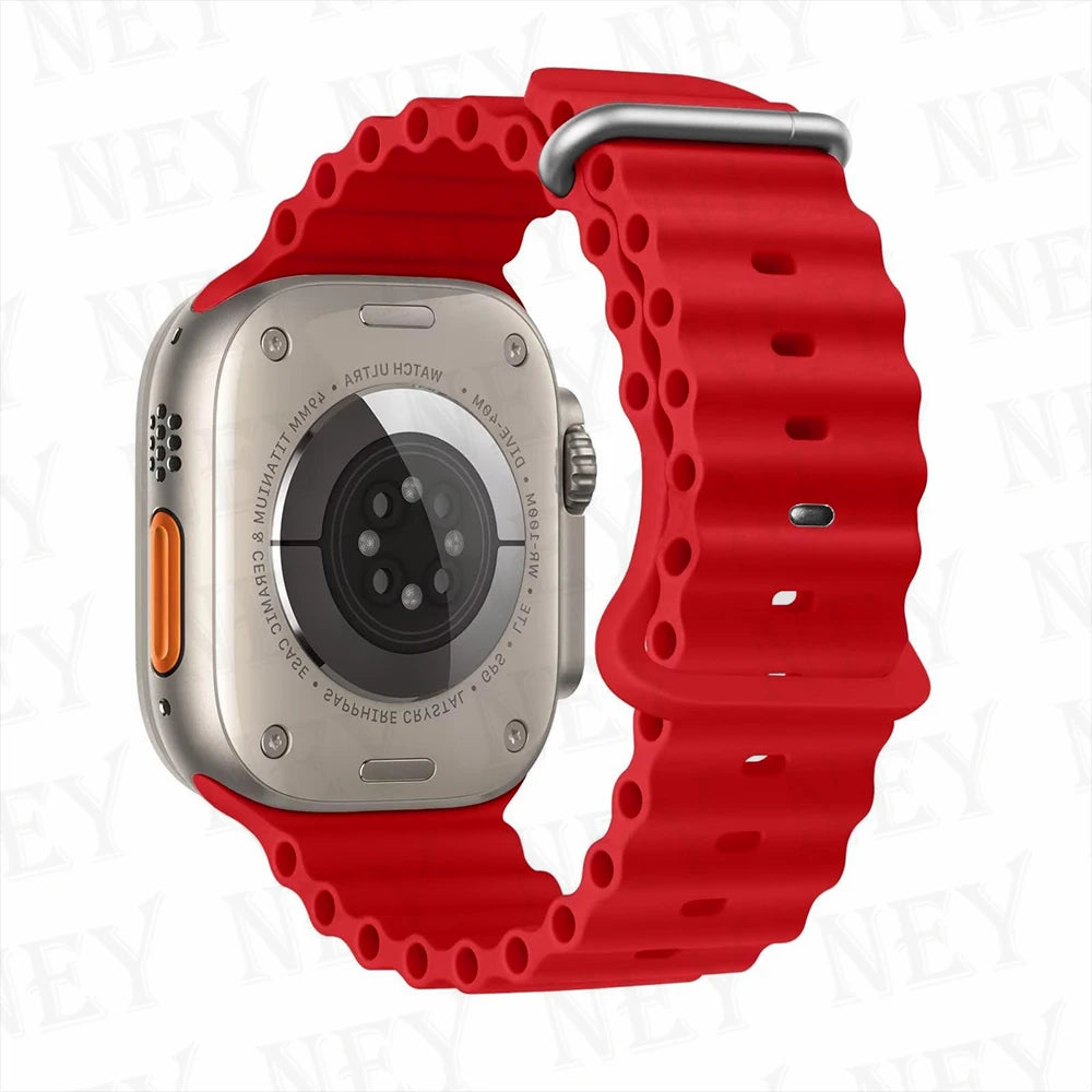 Ocean band for Apple Watch Ultra 2 49mm 44mm 45mm 42mm 38mm 40mm 41mm silicone band correa Apple Watch Series 9 8 7 SE 6 5 4 3 band