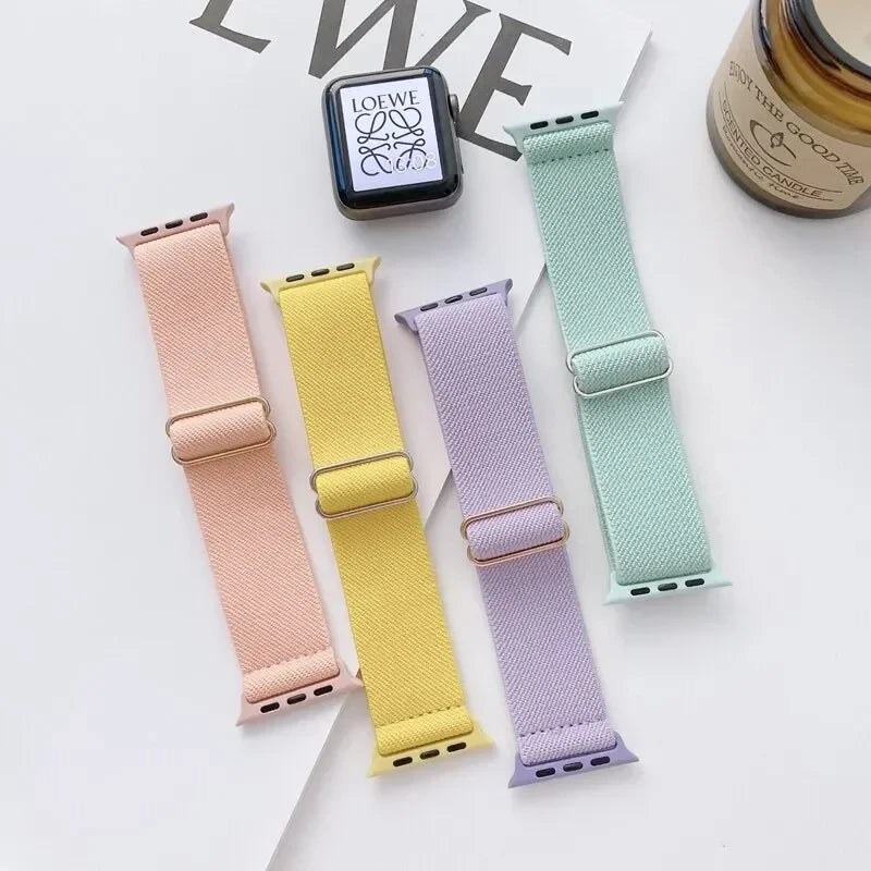 Bohemian Nylon band for Apple Watch Ultra 2 49mm 42mm 45mm 38mm 40mm 41mm 44mm Elastic Shiny band Apple Watch Series 10 9 8 7 6 5 4 3 SE