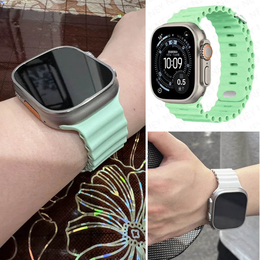Ocean band For Apple Watch Ultra 2 3 band 49mm 9 8 7 45mm 41mm 44mm Silicone band Wristband Apple Watch S10 S11 46mm 42mm band