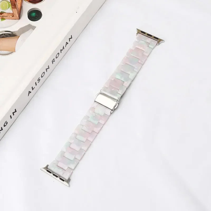 Luxury Resin band for Apple Watch Ultra 2 band 49mm 45mm 41mm 40mm 44mm 38mm 42mm Link band Apple Watch Series 9 7 8 6 SE 5 4 3